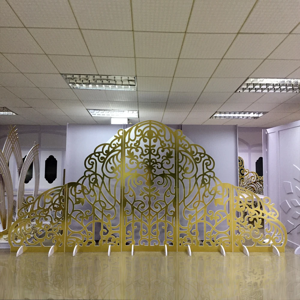 

Decor Panel Golden Hallow Acrylic Exquisite flower Pattern Wedding Backdrop