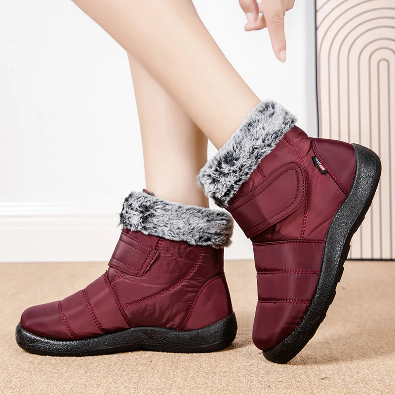 Womens Waterproof Boots Made Of Looped Rabbit Fur