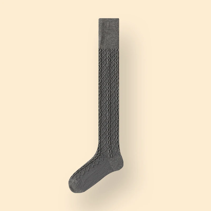 1 paar Herbst Winter Frauen Wolle Gemischt Knie Hohe Socken Dicke Warme Weiche Bequeme Modische Frauen Casual Lange Röhre Socken – Detail 14