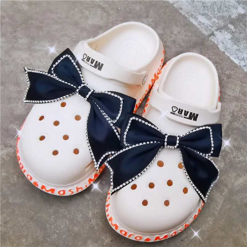 

Rhinestone Bow-knot Hole Shoes Accessories Diamond-encrusted Chain Princess Style Shoe Buckle DIY Hole Shoe Buckle Accessories