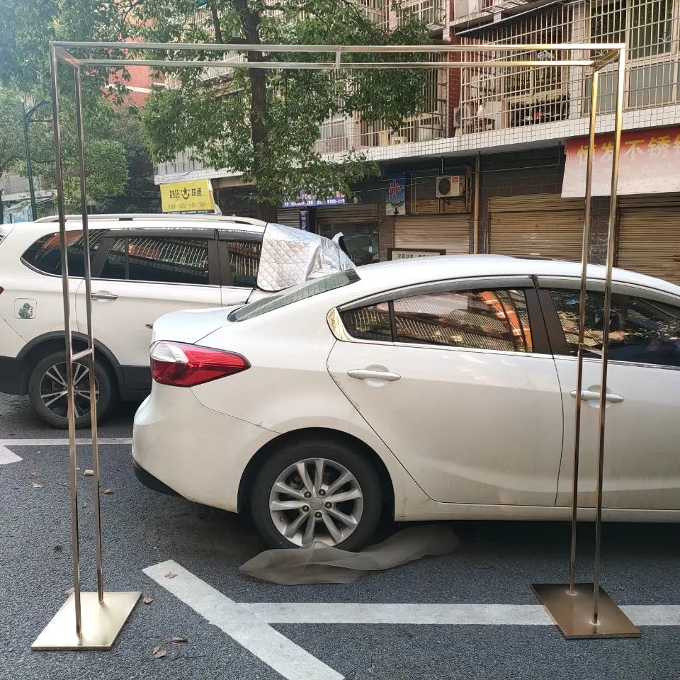 

2M gold plated Double-Pole Square Screen Wedding Arch Props Flower Stand Outdoor Marriage Arrangement Shelf Party Stage Frame