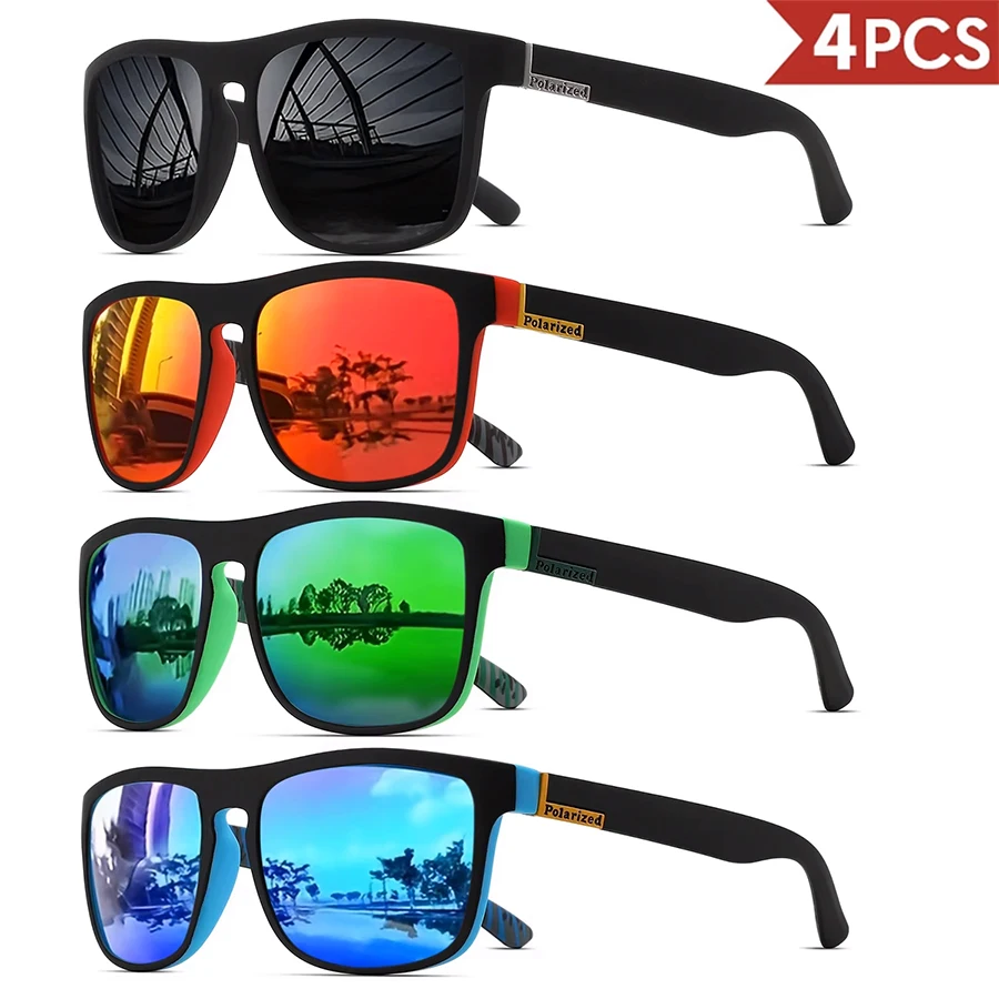 Pack lunettes sport carrées légères PC UV400 pêche conduite - Durabilité unisexe 1/3/4PCS