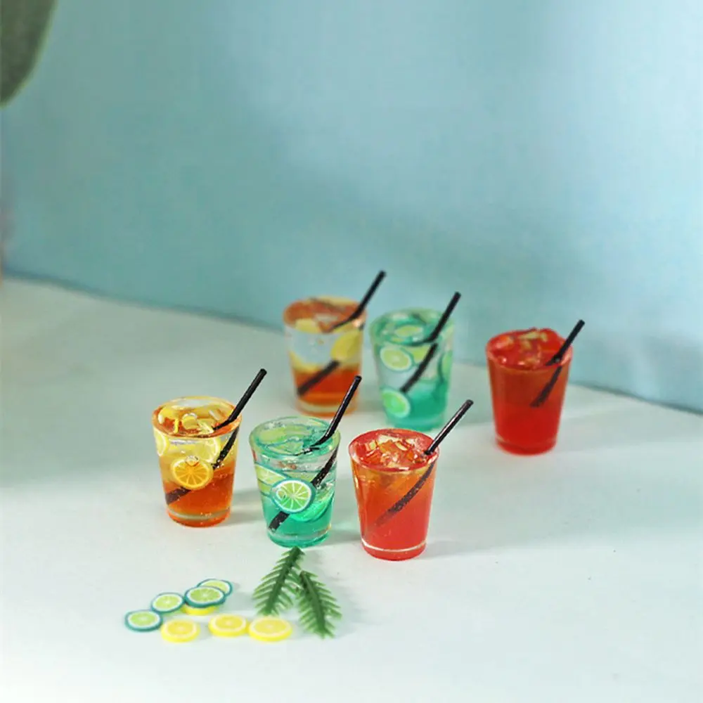 

1:6/1:12 Scale Dollhouse Miniature Accessories Mini Summer Fruit Tea Cup Simulation Drinks Model Toy For Doll House Decoration