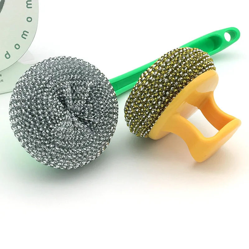 Steel wire ball brush Long handle pan cleaning brush dishwashing brush stainless steel wire ball kitchen cleaner Kitchen tools kitchen cleaning brush