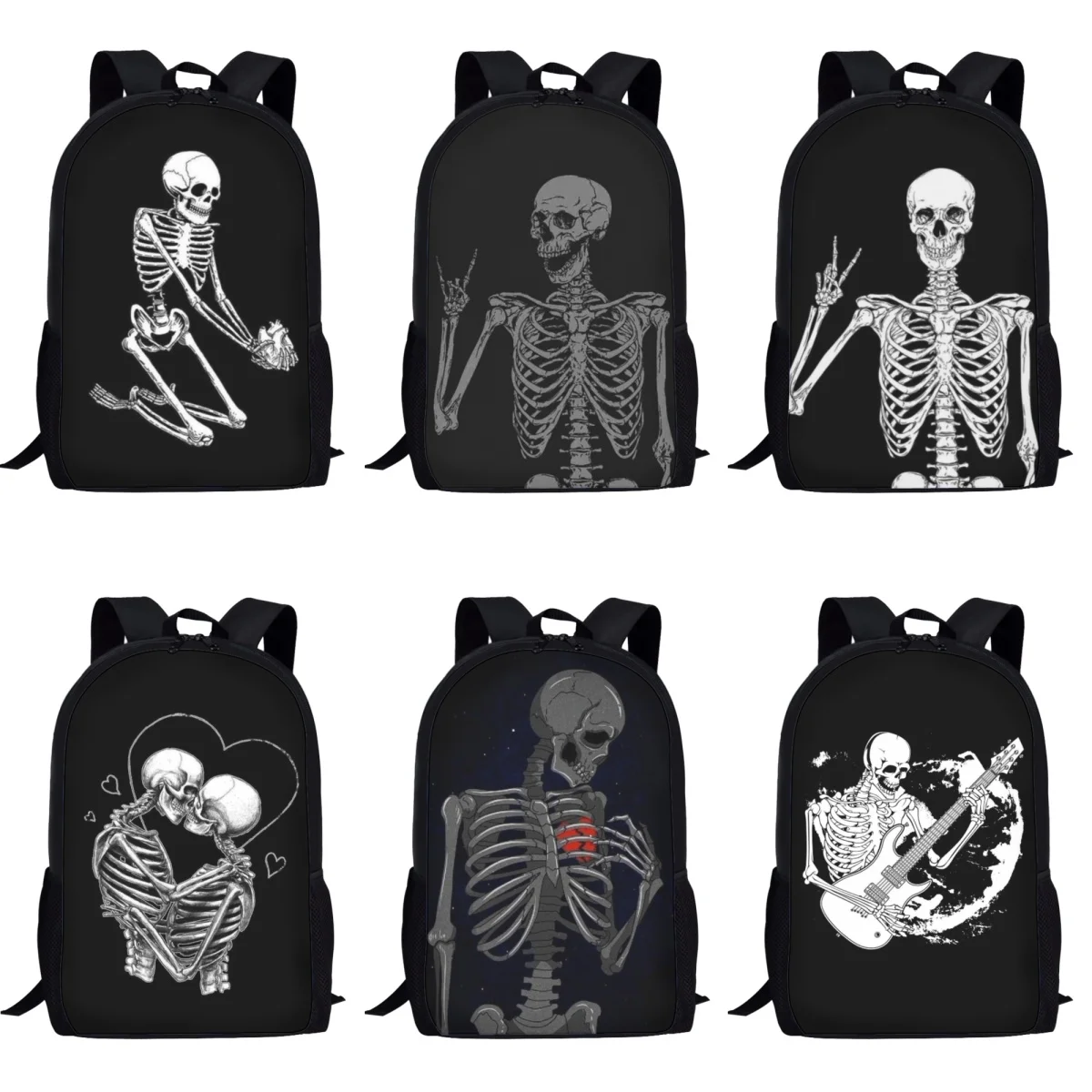 

Skeleton Black Skull School Bag for Boys Girls Fashion Children Bookbag Middle School Backpack Large Capacity Kids Backpacks
