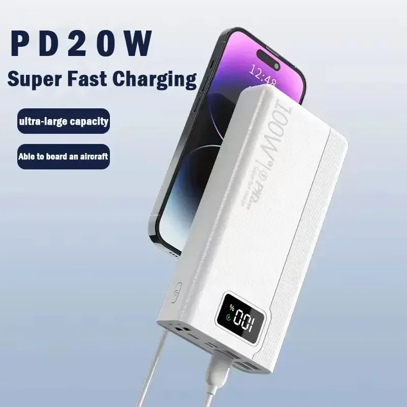 100W Power Bank 50000mAh 4 USB Super Fast Charging Portable Powerbank for Huawei iPhone 14 Xiaomi External Battery Charger New
