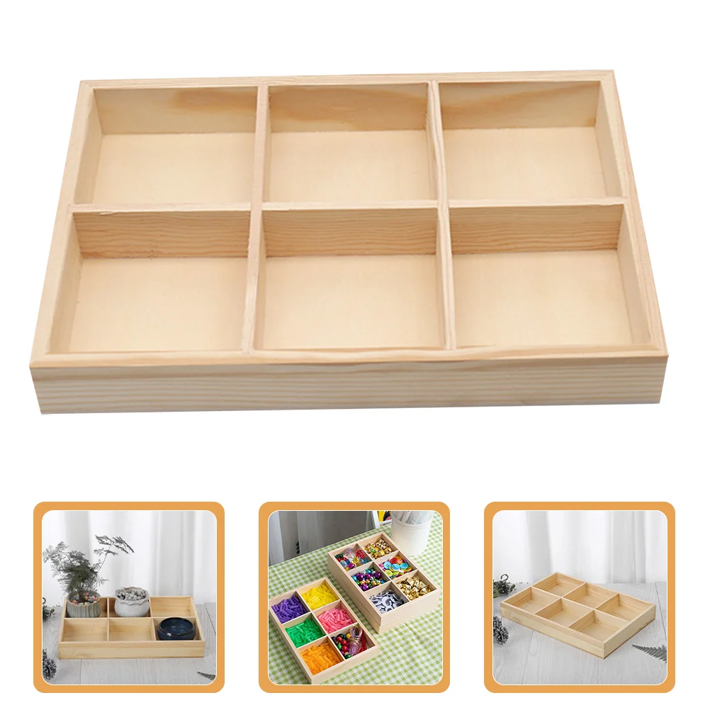 Crayon Colored Holder 235X16X3CM Pine Wood Desk Accessories 6-compartment Storage Case 2