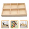 Crayon Colored Holder 235X16X3CM Pine Wood Desk Accessories 6-compartment Storage Case 2