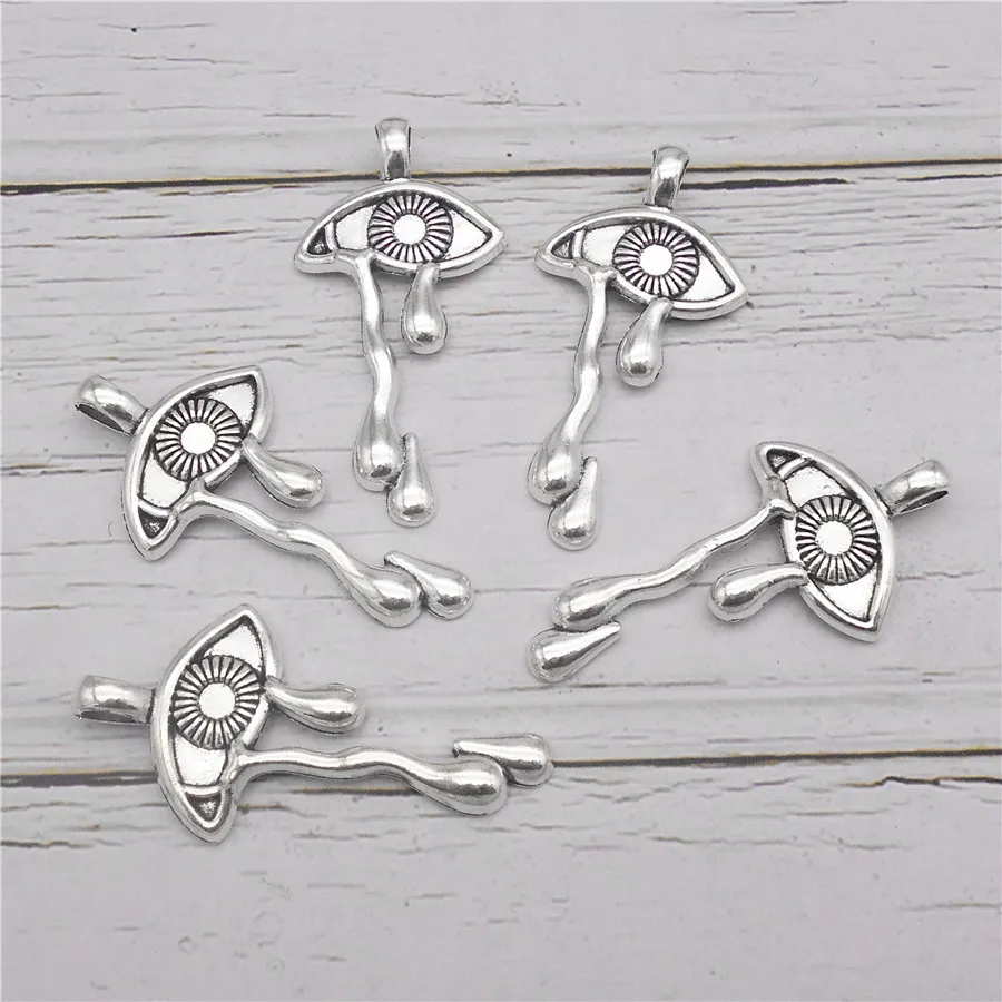 6Pcs Tearful Eyes Charms Argento Antico Colore Lega Ciondolo Orecchino Collana Braccialetto Gioielli Accessori Artigianato