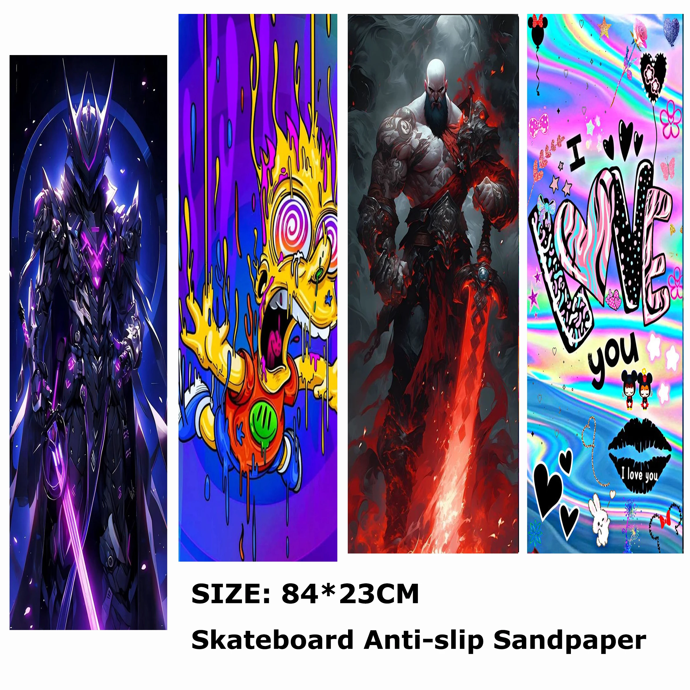 

Samurai Anime Mural Pattern Electric Scooter Anti-slip Sticker Sandpaper Skateboard Anti-slip Tape Sheet 84*23cm