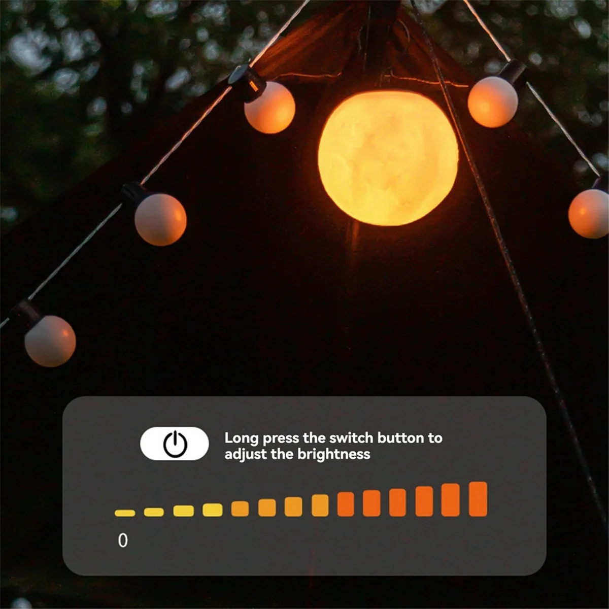 BAAU Outdoor LED Camping Light Waterproof Light Hanging Moonlight Garden Decorative Tent Camping Pendant