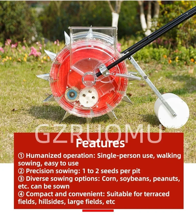 Drum Type Seeder Hand Push Multi Function Sowing Machine For Corn Peanut Soybean