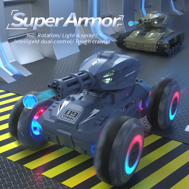 

2.4G Water Bomb RC Tank RC CAR Light Music Shoots Toys for Boys Tracked Vehicle Remote Control War Tanks Mech Warrior Children
