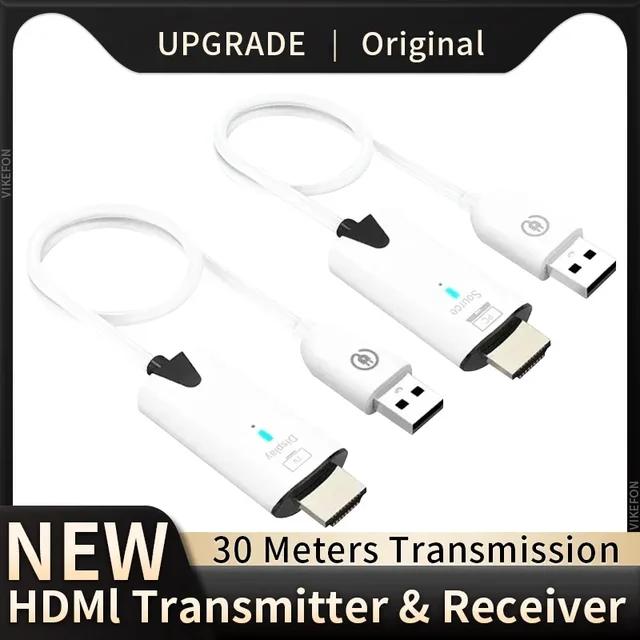 30m Wireless Video Transmitter and Receiver HDMI-Compatible Extender Display Adapter Cable Screen Mirror for Camera PC To TV