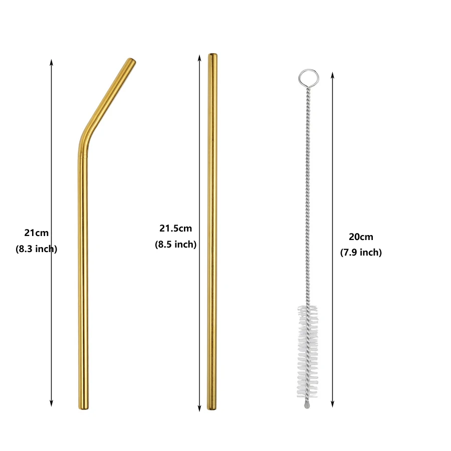 Eco-Friendly Stainless Steel Reusable Straw Set with Cleaning Brush – Perfect for Tumblers and Party Bars