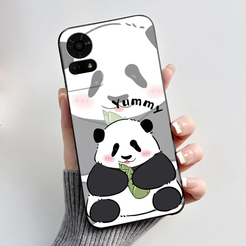 Cute Cartoon Soft Silicone Protective Phone Case - Black