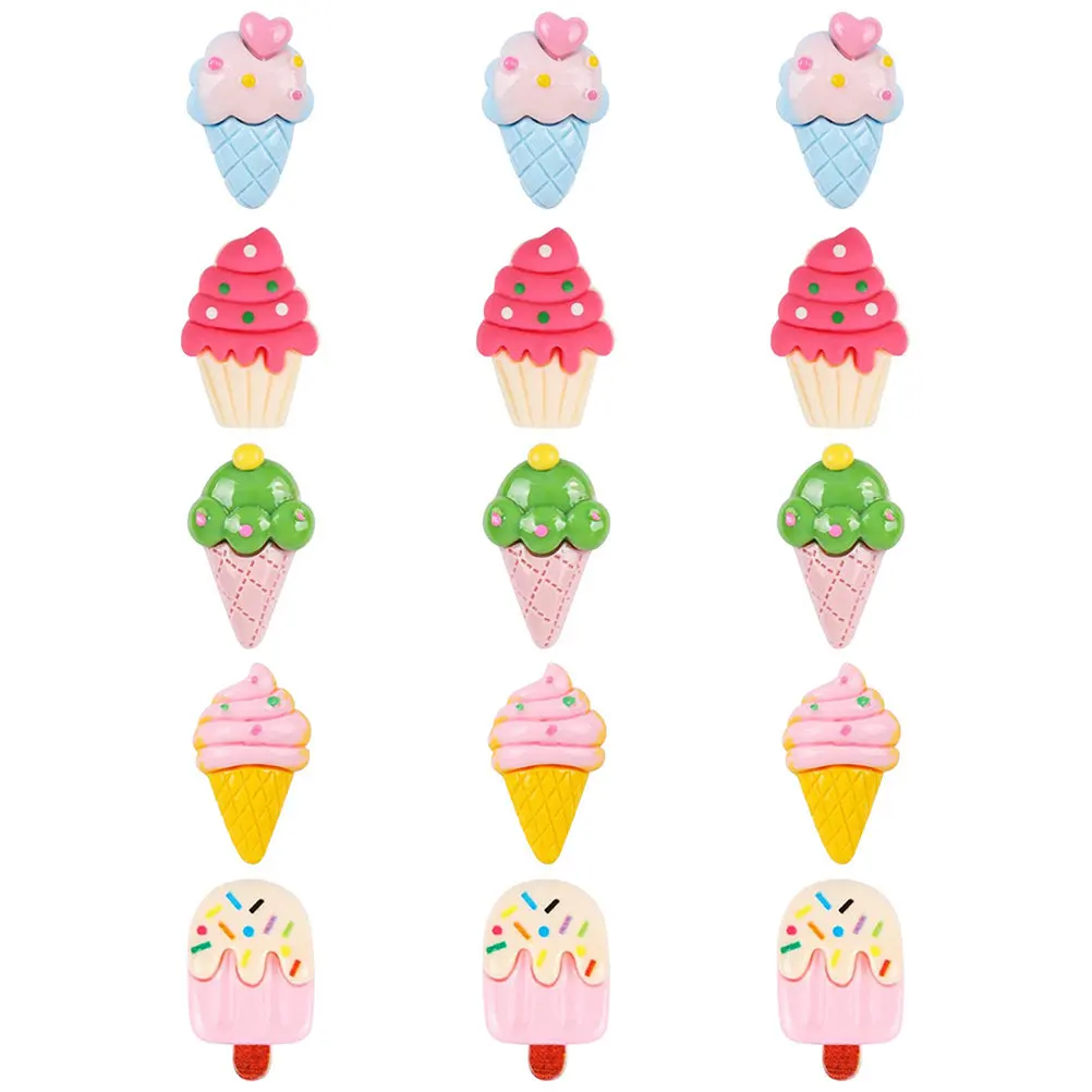 15Pcs 아이스크림 모양 푸시핀 다기능 압정 컴팩트 데스크 액세서리 일상 사용 지도 용품 소형 압정