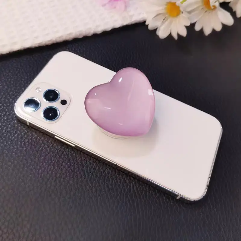 Solid Color Heart Pop Socket Phone Grip & Expandable Kickstand