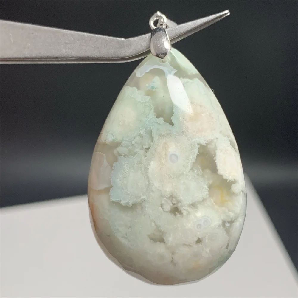 Natural Sakura Agate Pendants Necklaces for Women Blooming Flowers Beads Popular Pet Rock Soul Stones Gifts 925 Silver Jewelry