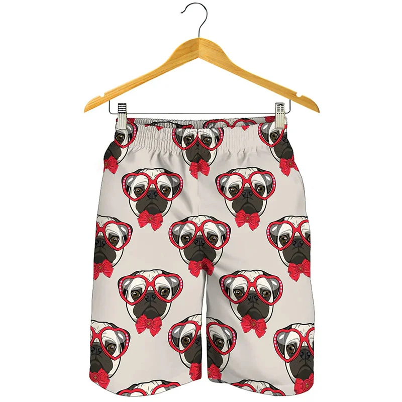 Cute Pets Pug Dog 3d Print Beach Shorts Kids Summer Street Oversized Short Pants Men Surf Board Shorts Cool Swimming Trunks 5