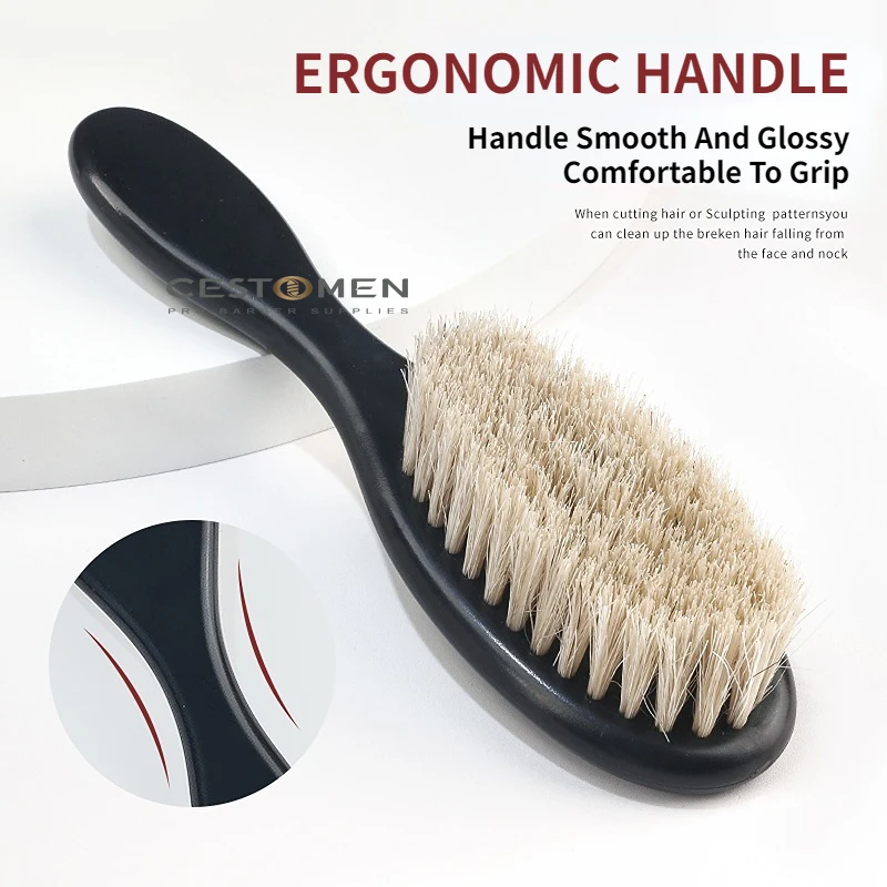 Barber Shaving Beard Brush Removal Neck Dusting Horse Hair Brushes Face Mustache Salon Cleaning Styling Tools