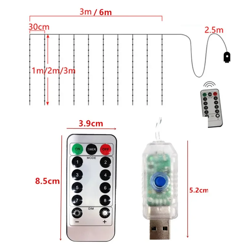 Description Picture 6 of itemChristmas Holiday LED Decoration Lights Fairy Bedroom String Garland Lighting Curtain Lights With Remote Control
