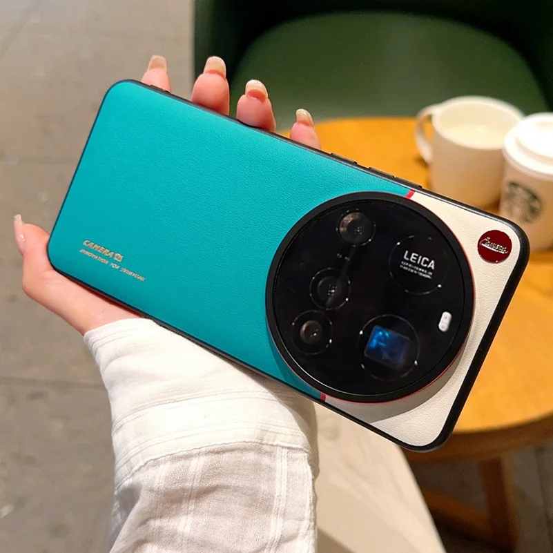 Double Pigment Leather Lens Raised Protective Phone Case with Camera Guard
