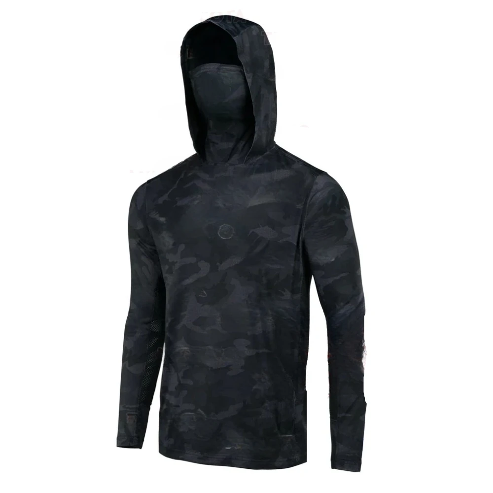 Fishing Shirt UPF50 Fish Hoodies Men Mask Cap Hoody Fishing Shirts Camisa Angling Tops Wear Clothing Moisture Wicking