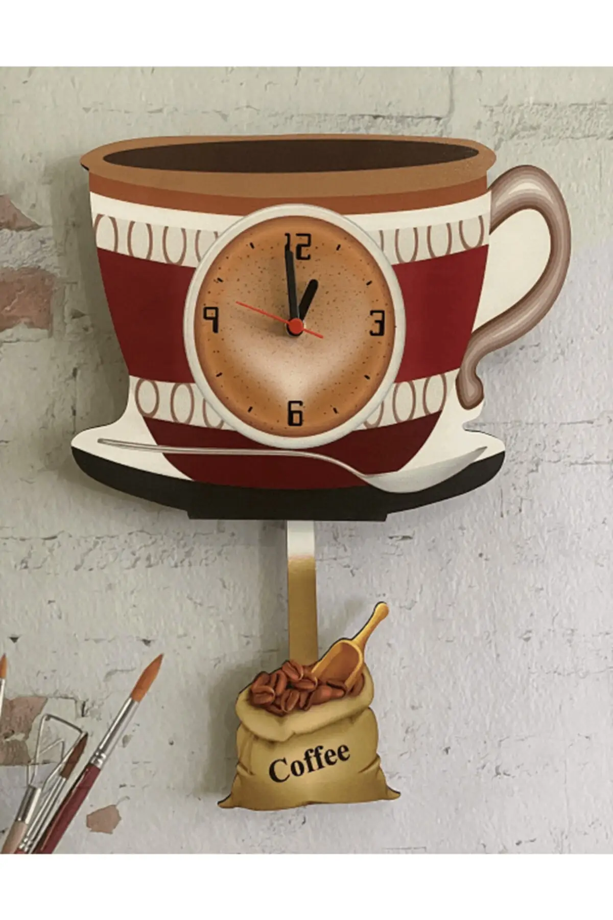 Coffee Cup Swinging Pendulum Kitchen Wall Clock 2021 Home-Kitchen Decoration - Image 3