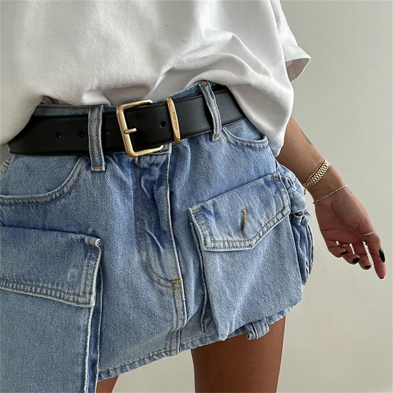 

Retro Multi-Pockets Shorts Bottoms Y2k Korean Fashion Harajuku Denim Outfits Women Streetwear Cargo Mini Skirts 2023 New Clothes