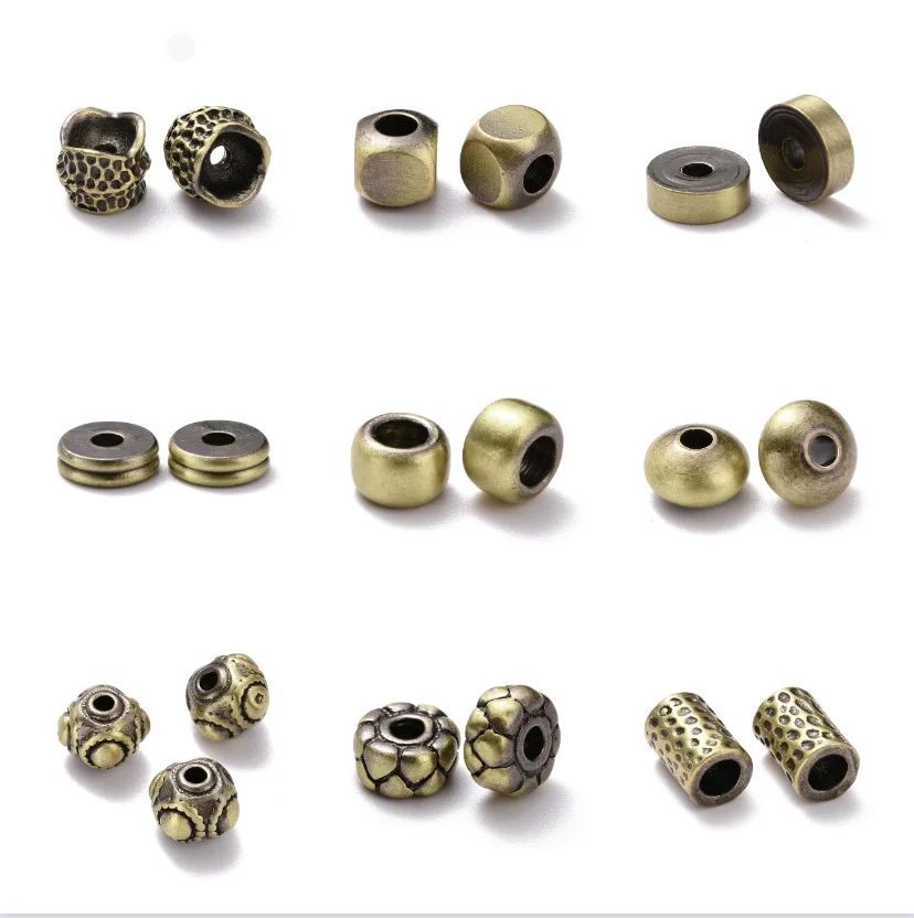 

100pcs Brushed Antique Bronze Tibetan Style Brass Beads Column Tube Spacer Beads For DIY Bracelet Earring Women Men Jewelry Gift