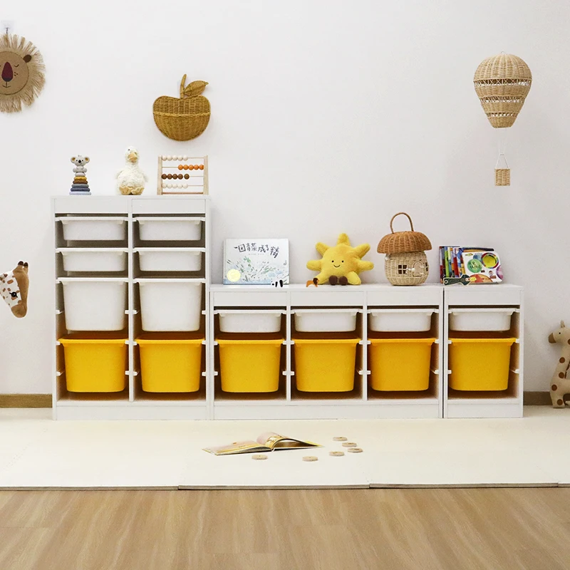 Multifunction White Storage Drawer Cabinet Sets For Bedroom Children Toy Books Storage Wood Furniture 3Layers