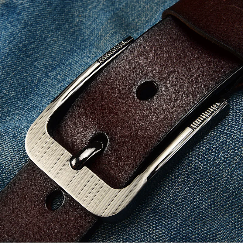 Retro Leather High Quality Buckle Jeans Pin Buckle Man Belts Business Cowboy Casual Male Fashion Designer Belt for Men black men