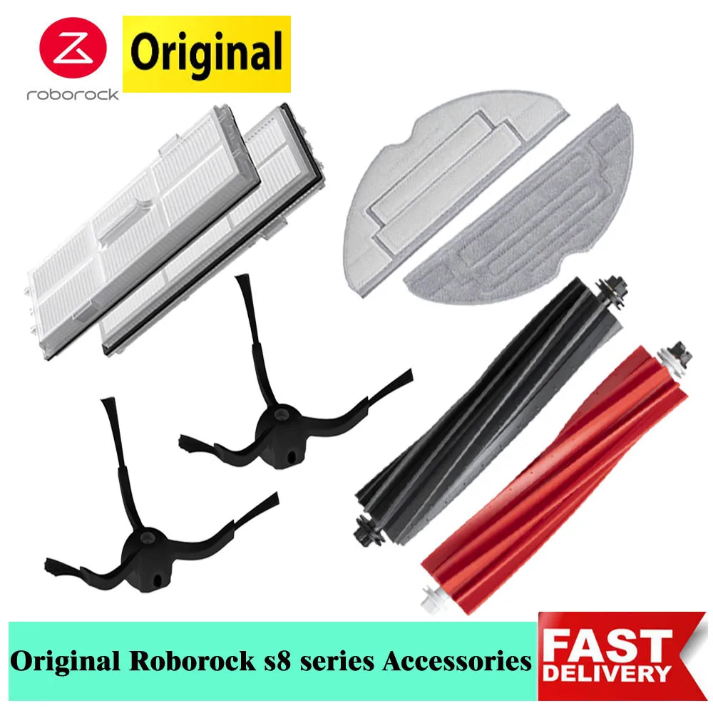 

New Roborock S8 Duoroller Brush Mop Choth Dust Bags Side Brush Filter For S8+/S8 Pro Ultra Vacuum Cleaner Spare Parts Original