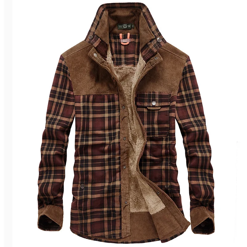 2022 Trendy Long Sleeve Basic Casual Shirt Jackets Thick Cotton Warm Mens Autumn Winter Jacket Harajuku Plaid Coats Jacket Men