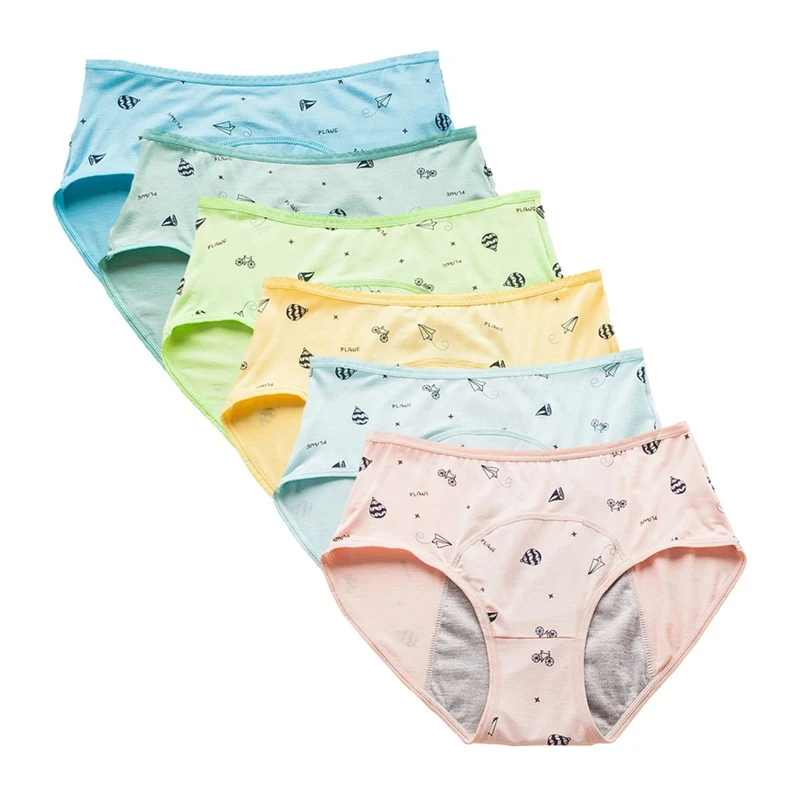 

1/4/6Pcs Soft Modal Kids Briefs Girls Children Leak-Proof Panties For Teenager Menstrual Underwear Cute Pink Lingerie
