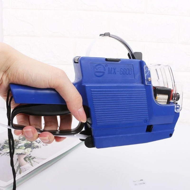 MX-6600 10 자리 숫자 2 라인 Labeller 가격표 건 레이블 소매점 가격 책정 태그 디스플레이 도구 + 잉크 롤러 용 2 줄