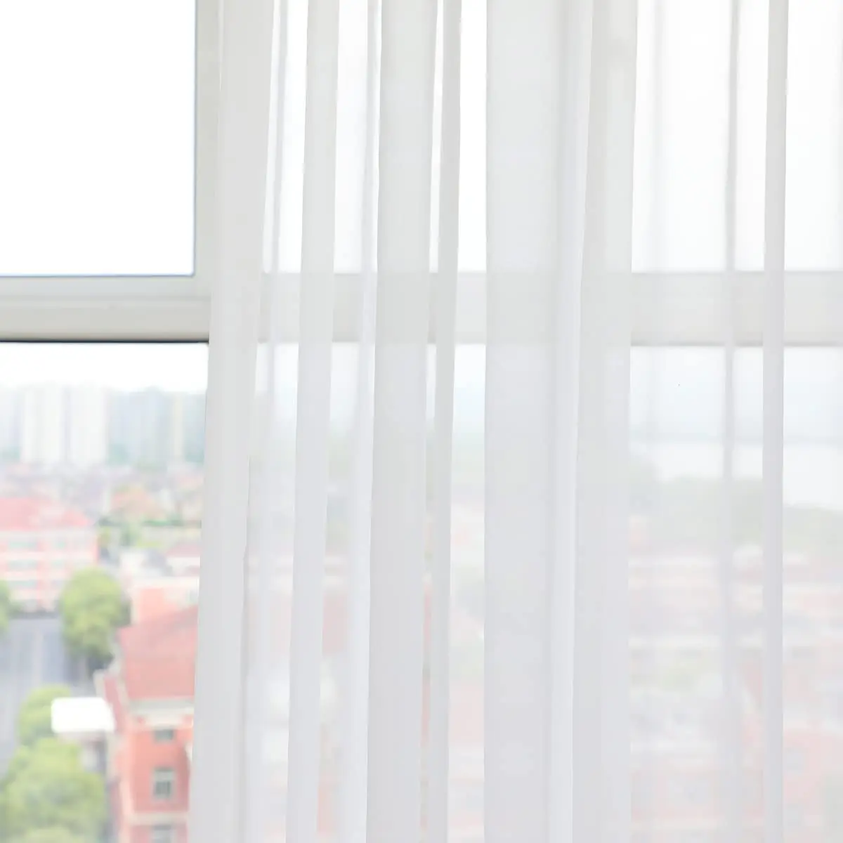 2pcs/set White Sheer Curtains 1