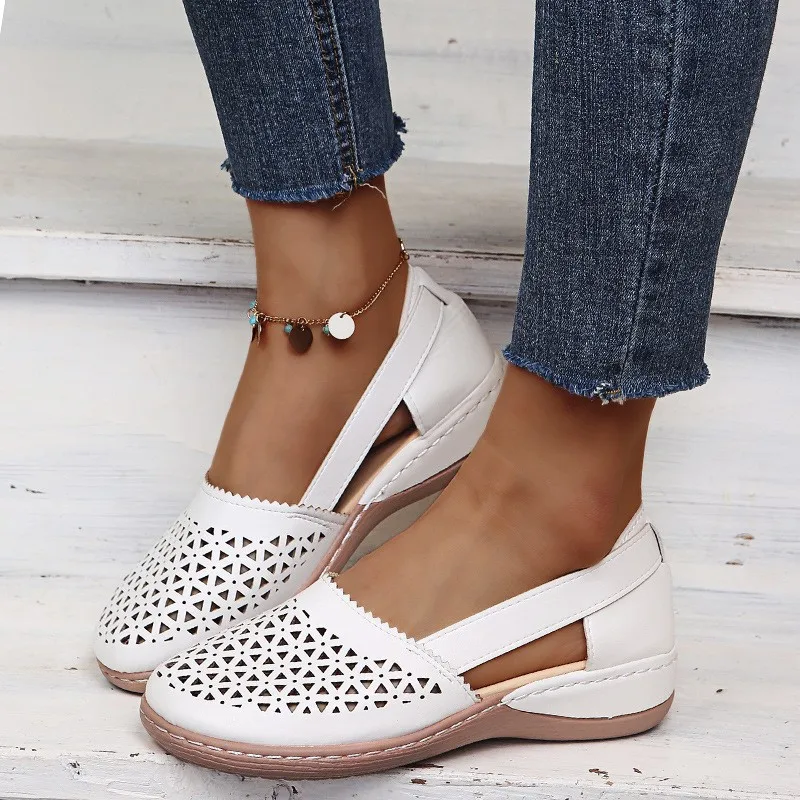 Women's Summer Flat Round Toe 2023 New Retro Button Sandals Comfy Mary Jane Comfortable Shoes For Women Plus Size 43_vogvips.com