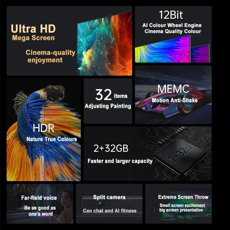 85 Inch Big Screen Television Smart Android TV with LED Backlight Flat Screen for Hotels 4K HD Definition TV
