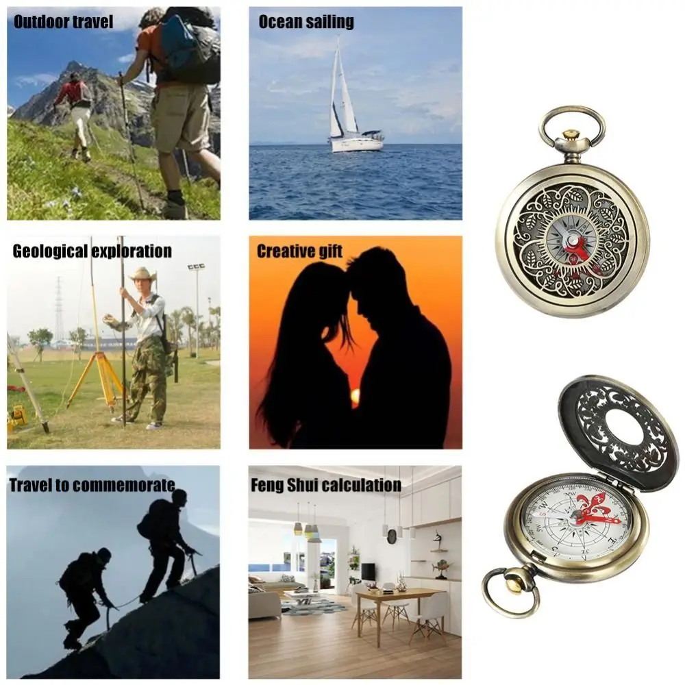 Description Picture 6 of itemMetal Pocket Watch Compass Gift Vintage Bronze Compass Outdoor Tools Portable Compass Outdoor Hiking Navigation