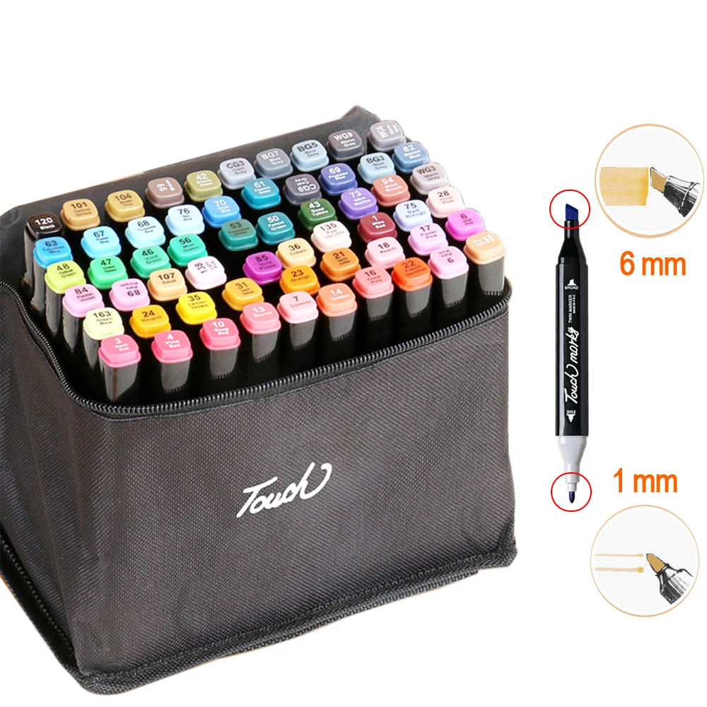 Set di Pennarelli a Doppia Punta 12-168 Colori per Studenti, Animazione, Manga, Disegno, Pittura, Forniture Artistiche Scolastiche - immagine 3