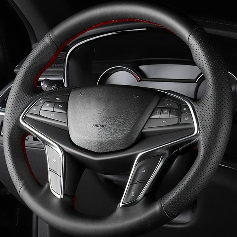 Coprivolante Per Auto Cucito A Mano In Pelle Microfibra Nera Per Accessori Interni Cadillac Xt5 Xts Atsl Xt5 Srx Ct6