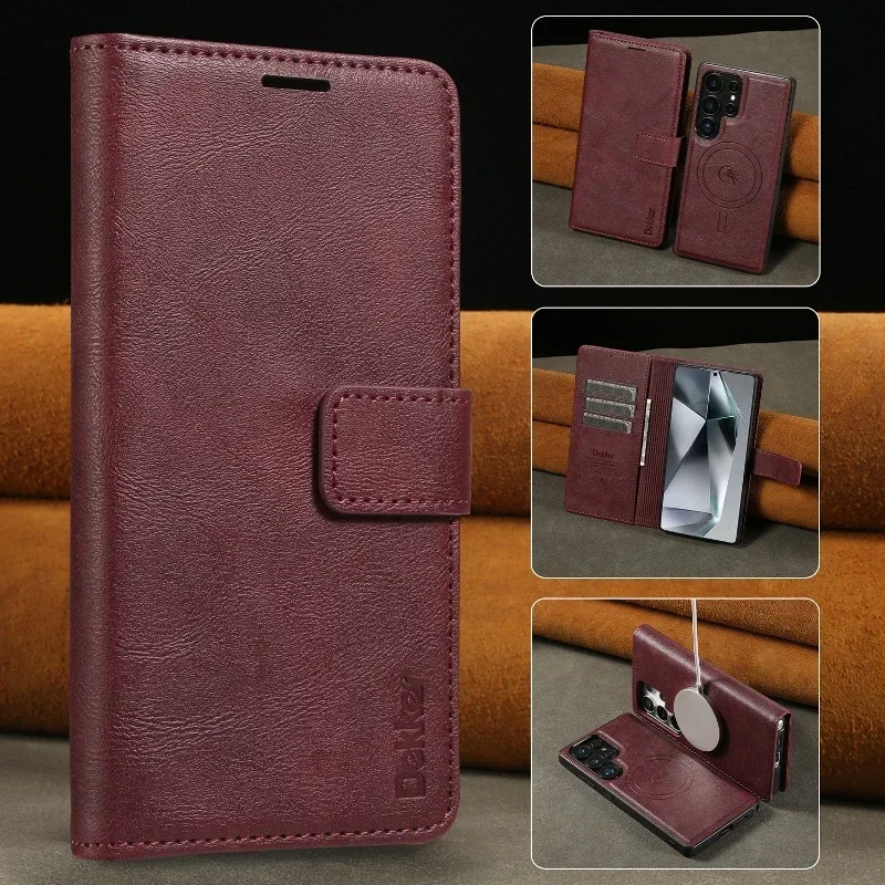 Dual-Function Magnetic Wireless Charging Leather Card Slot Phone Case