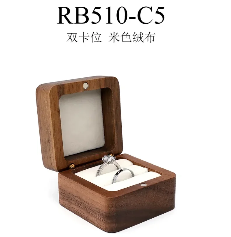 Wooden Jewelry Box Portable Travel Ring Earring Necklace Pendant Wedding Storage Box Souvenir Wholesale Customized engagement ring box personalized wooden ring box for wedding custom proposal engraved ring bearer anniversary gifts for wife