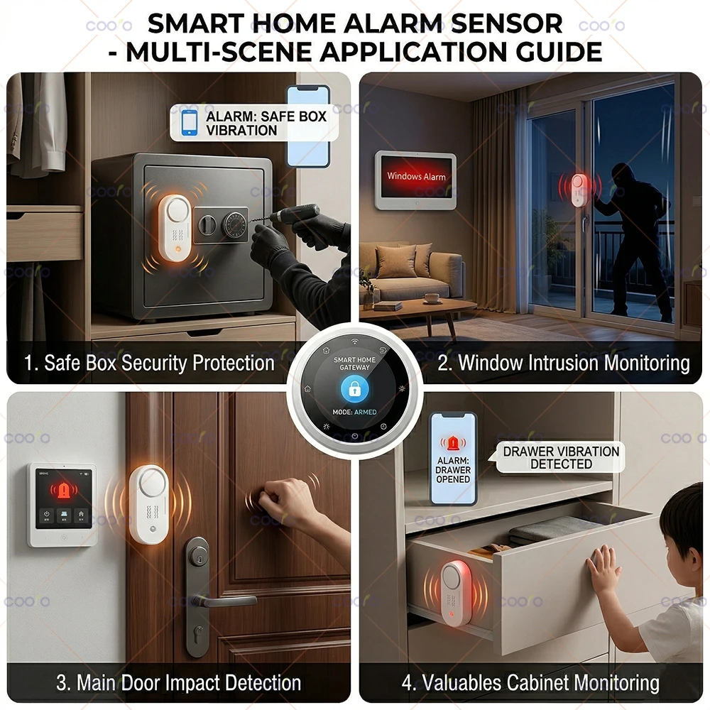 Advanced Tuya Zigbee Vibration and Sound Light Alarm for Enhanced Home Security