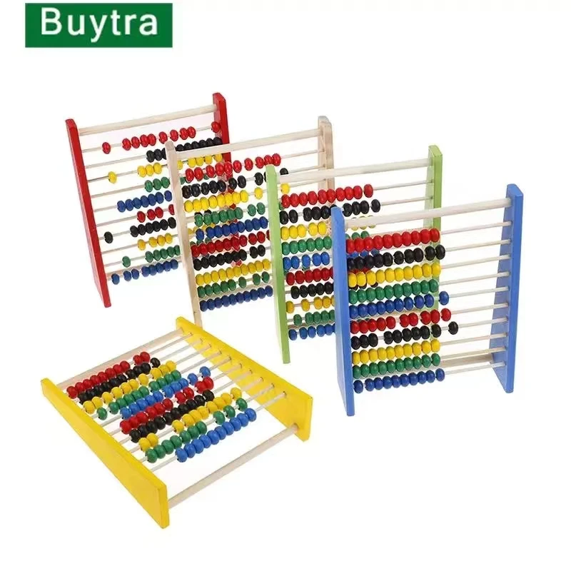 Montessori Teaching Aids Abacus Rack Children's Early Education Colorful Calculation Rack Ten Wooden Toys Back To School Gift wooden calculation rack