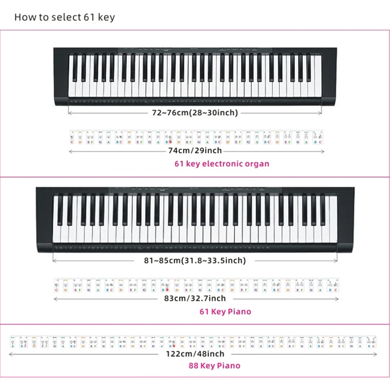 Morcheiong Étiquettes amovibles pour clavier de piano - 88 touches