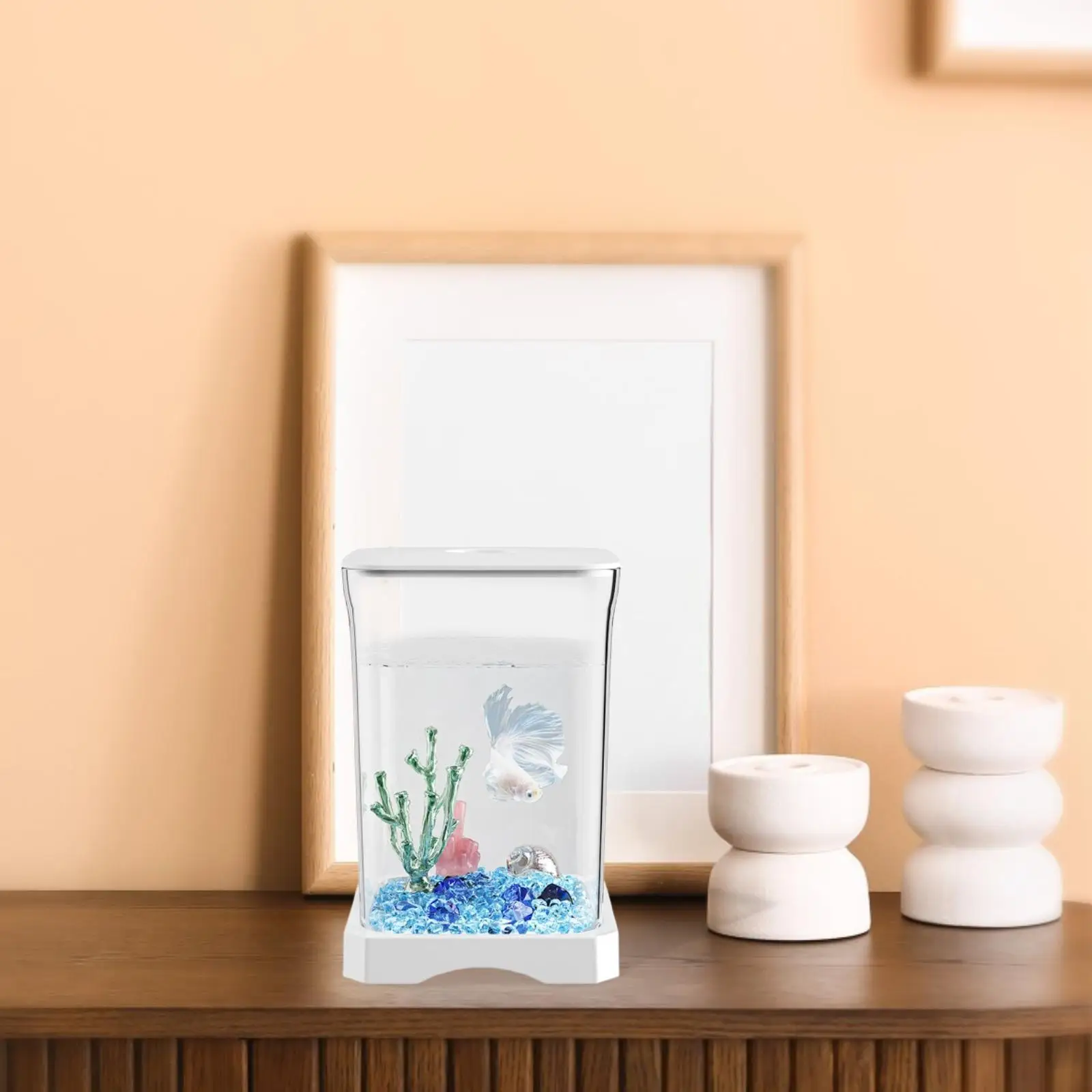 Fish Tank Acrylic Fish Bowl Reptile Terrarium Tank Small Goldfish Multiuse for Home Desktop Living Room Office Turtle