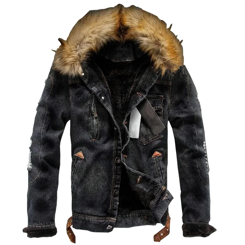 

Pop new denim jacket Korean men's denim men's jacket couple models men's autumn and winter plus velvet thick large size MY135